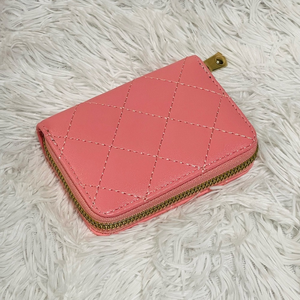 Pink Quilted Credit Card Wallet